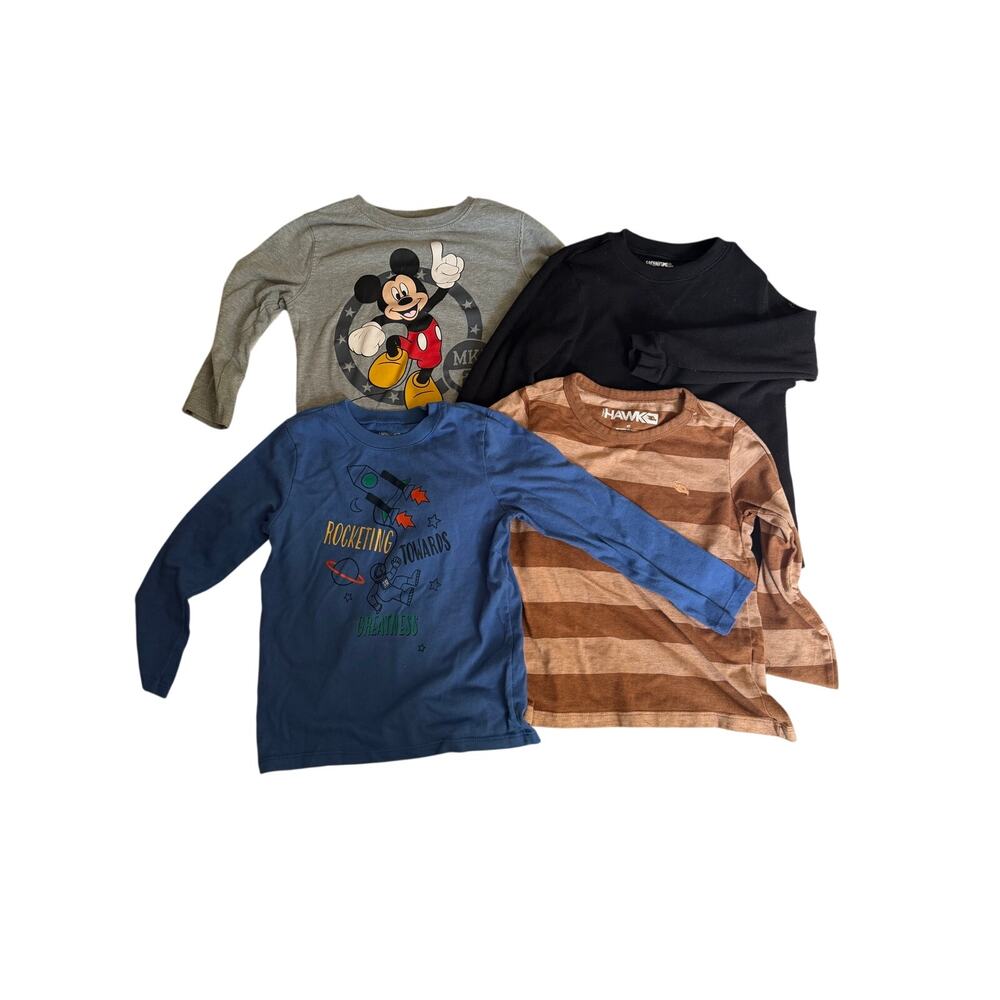 Lot of 4T Boys Long Sleeve Shirts Mickey, Garanimals, Hawk